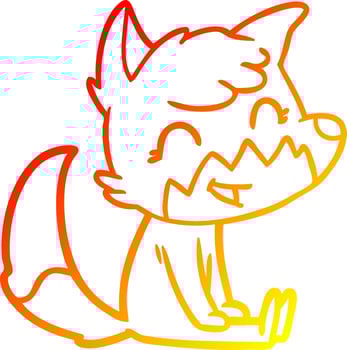 warm gradient line drawing happy cartoon fox vector