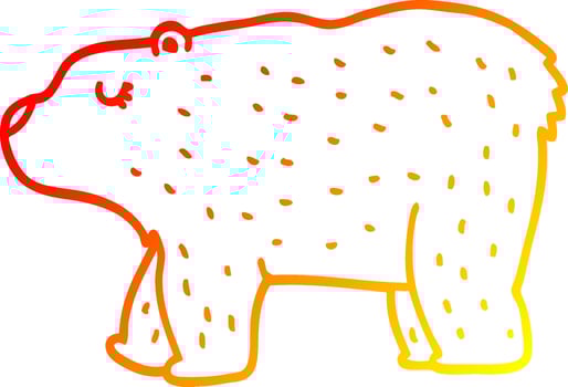warm gradient line drawing cartoon bear vector