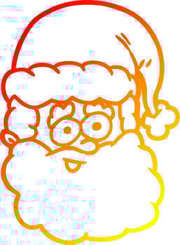 warm gradient line drawing santa claus vector