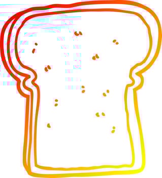 warm gradient line drawing cartoon slice of bread vector