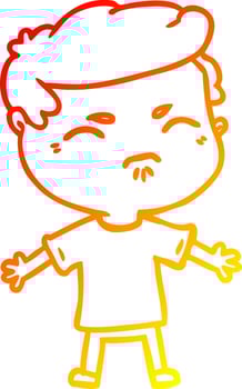 warm gradient line drawing cartoon annoyed man vector