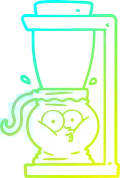 cold gradient line drawing cartoon filter coffee machine vector