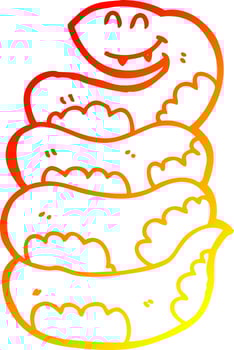 warm gradient line drawing cartoon snake vector