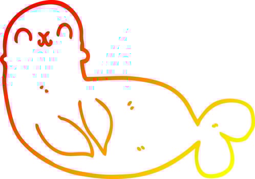 warm gradient line drawing cartoon seal vector