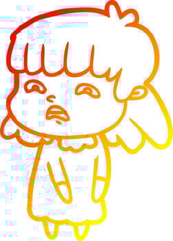 warm gradient line drawing cartoon worried woman vector