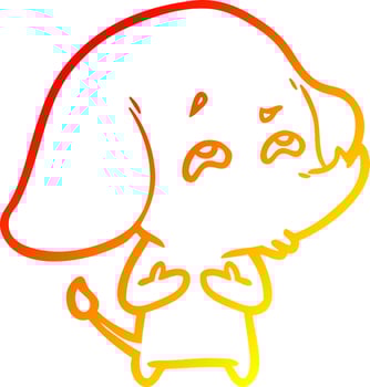 warm gradient line drawing cartoon elephant remembering vector