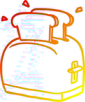 warm gradient line drawing toaster toasting bread vector