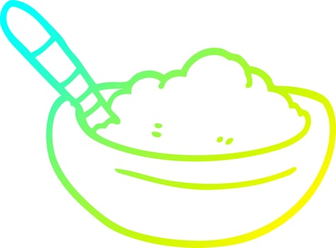 cold gradient line drawing cartoon bowl of polenta vector