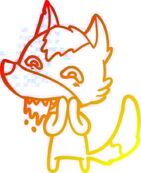 warm gradient line drawing cartoon hungry wolf vector