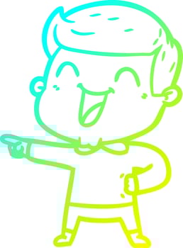 cold gradient line drawing cartoon man laughing vector