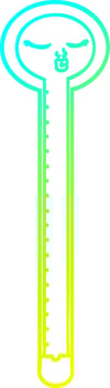 cold gradient line drawing cartoon thermometer vector
