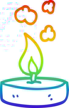 rainbow gradient line drawing cartoon small candle vector
