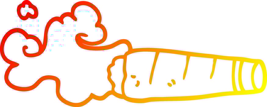 warm gradient line drawing cartoon smoking cigar vector