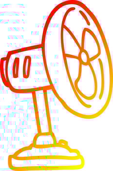 warm gradient line drawing cartoon desktop fan vector
