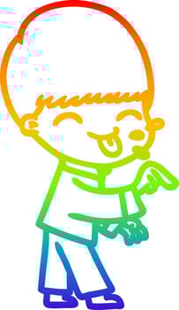 rainbow gradient line drawing cartoon boy vector
