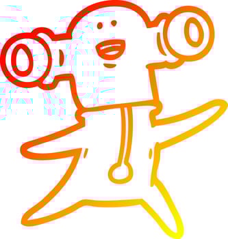 warm gradient line drawing friendly cartoon alien vector