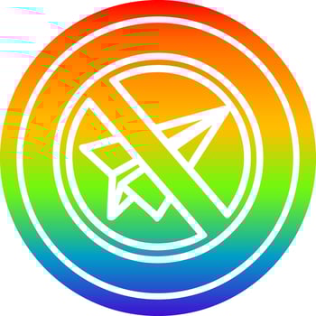 paper plane ban circular in rainbow spectrum vector