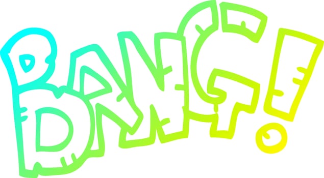 cold gradient line drawing cartoon bang symbol vector