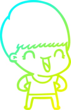 cold gradient line drawing happy cartoon boy vector