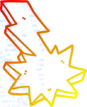 warm gradient line drawing cartoon lightning strike vector