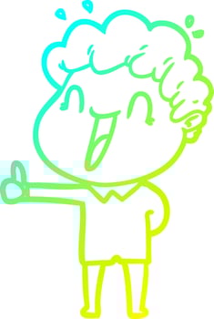 cold gradient line drawing cartoon happy man vector