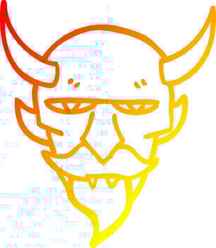 warm gradient line drawing cartoon devil face vector