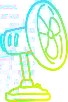 cold gradient line drawing cartoon desktop fan vector
