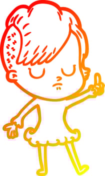 warm gradient line drawing cartoon woman vector