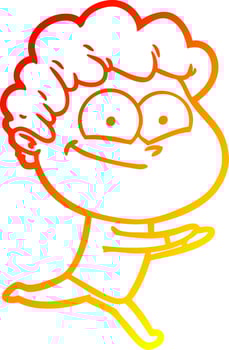 warm gradient line drawing cartoon happy man vector