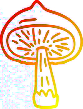 warm gradient line drawing cartoon mushroom vector