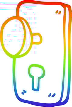 rainbow gradient line drawing cartoon door handle vector