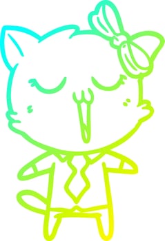 cold gradient line drawing cartoon cat vector