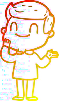 warm gradient line drawing cartoon friendly man vector