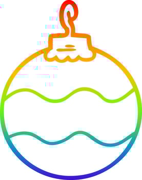 rainbow gradient line drawing cartoon christmas bauble vector