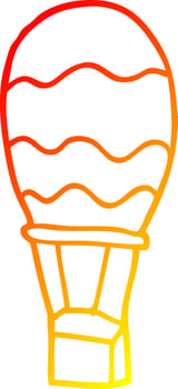 warm gradient line drawing cartoon hot air balloon vector