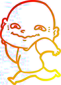 warm gradient line drawing cartoon creepy guy vector