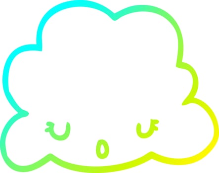 cold gradient line drawing cute cartoon cloud vector