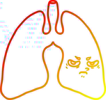 warm gradient line drawing cartoon lungs vector