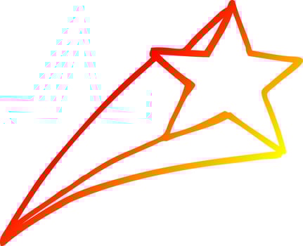 warm gradient line drawing cartoon shooting star vector