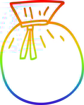 rainbow gradient line drawing cartoon santa sack vector