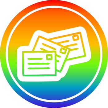 stack of letters circular in rainbow spectrum vector
