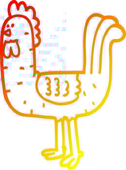 warm gradient line drawing cartoon cockerel vector