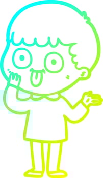 cold gradient line drawing cartoon man staring vector