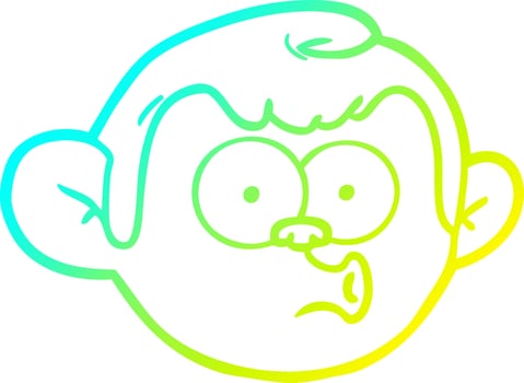 cold gradient line drawing cartoon monkey face vector