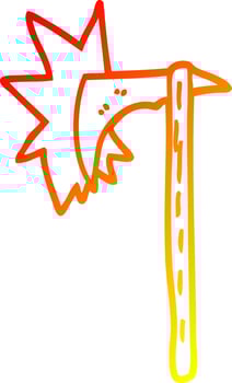 warm gradient line drawing cartoon viking axe vector