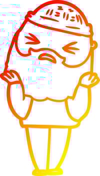 warm gradient line drawing cartoon man with beard vector