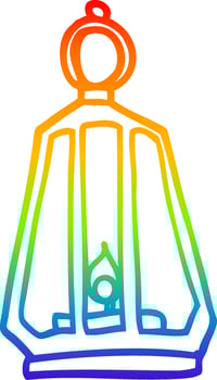 rainbow gradient line drawing cartoon lamp vector