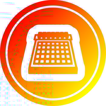 monthly calendar circular in hot gradient spectrum vector