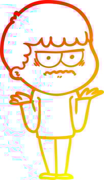 warm gradient line drawing cartoon angry man vector