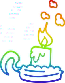 rainbow gradient line drawing cartoon candle stick holder vector